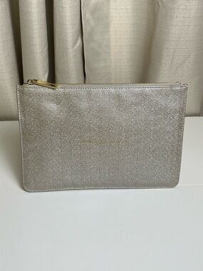 KATIE LOXTON Sparkle/Metallic “Champagne Please” Zippered Pouch